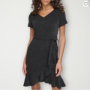 Marc New York Glitter Short Sleeve Midi Fit + Flare Dress